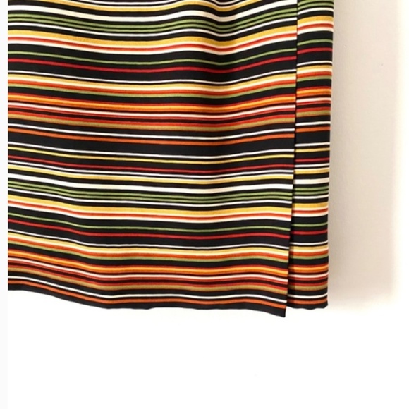 1990’s Silk Jones New York Striped Wrap Mini Skirt, Earthy Colours, Green Orange - Picture 3 of 8